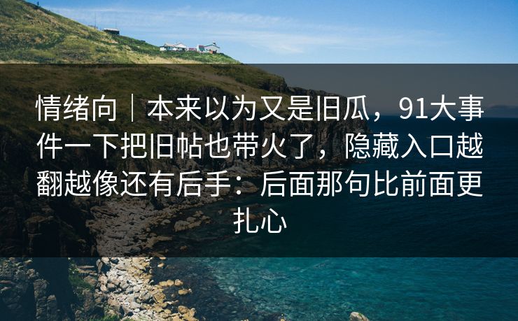 情绪向｜本来以为又是旧瓜，91大事件一下把旧帖也带火了，隐藏入口越翻越像还有后手：后面那句比前面更扎心
